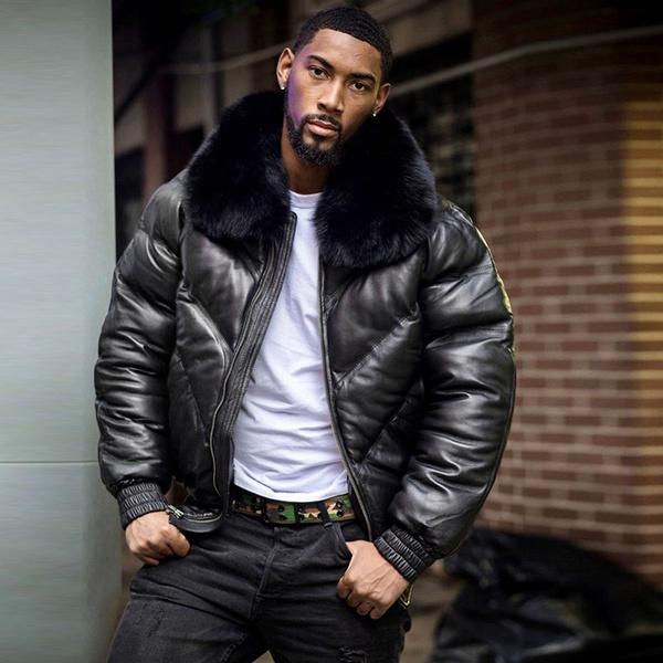 leather bomber jacket men
